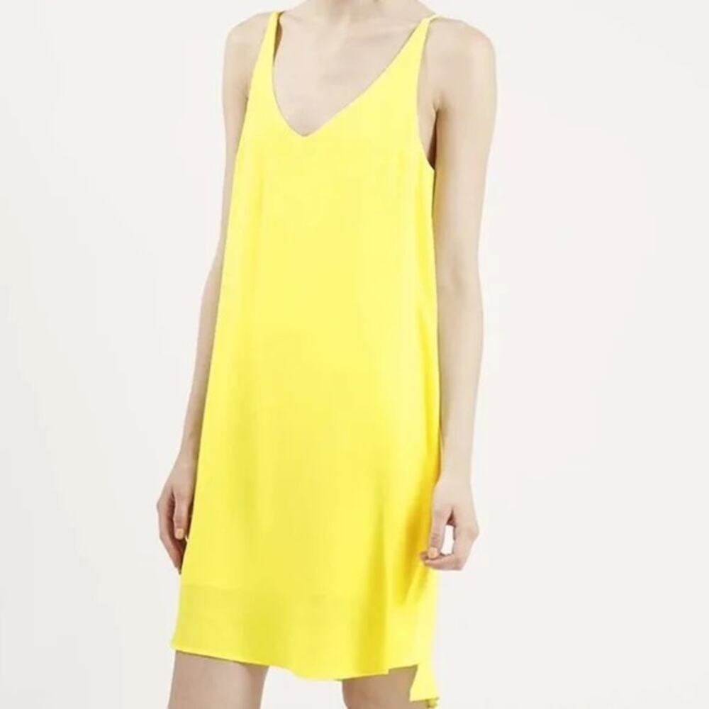 Topshop NWT Bright Sunshine Yellow V-neck Viscose Mini Cami Shift Dress